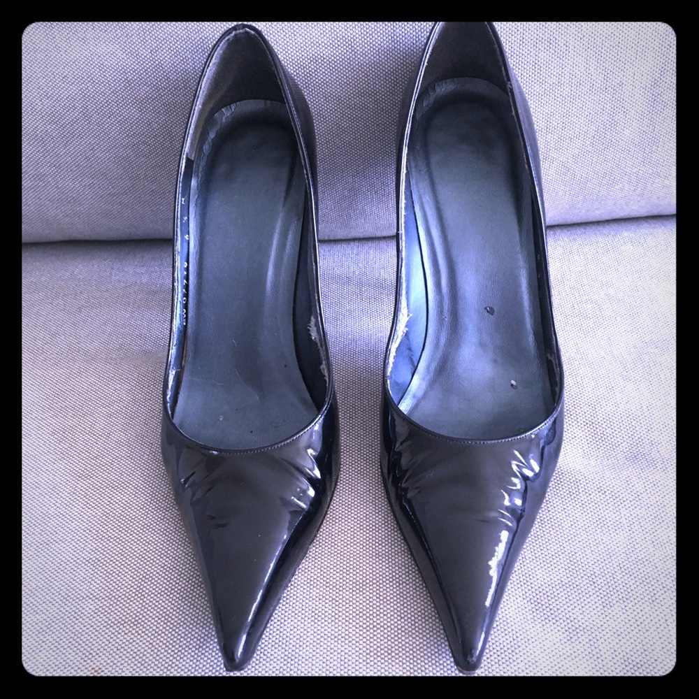 Stuart Weitzman Fever Black Patent Leather Heels